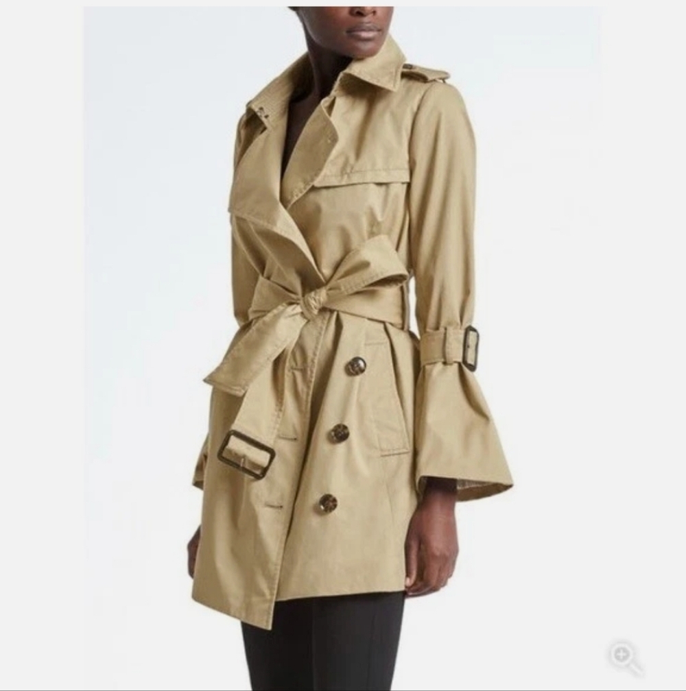 Banana Republic X Olivia Palermo Trench Coat Bell Sleeves Size Petite Small - Picture 4 of 12
